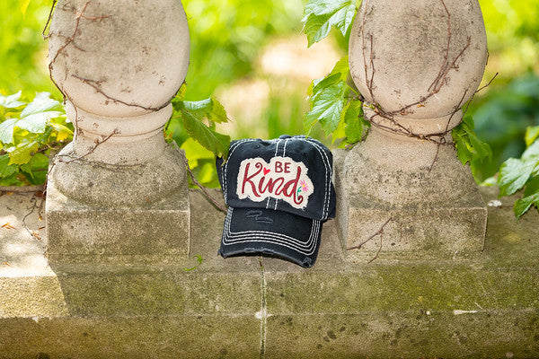 Be Kind Distressed Patch Hat by Funky Junque