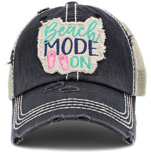 Beach Mode On Distressed Patch Hat by Funky Junque