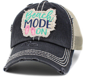 Beach Mode On Distressed Patch Hat by Funky Junque