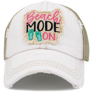 Beach Mode On Distressed Patch Hat by Funky Junque