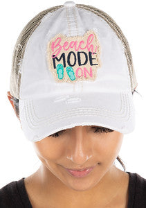 Beach Mode On Distressed Patch Hat by Funky Junque