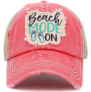 Beach Mode On Distressed Patch Hat by Funky Junque