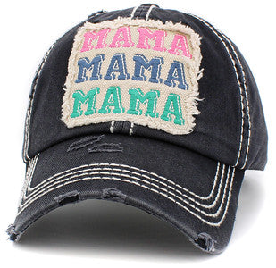 Mama Mama Mama Distressed Patch Hat by Funky Junque