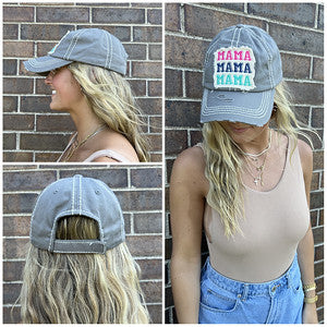 Mama Mama Mama Distressed Patch Hat by Funky Junque