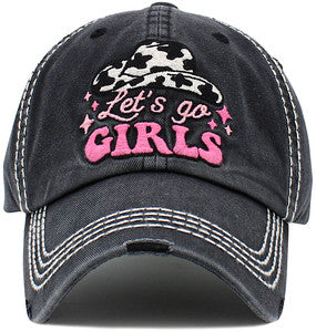 Let's Go Girls Distressed Patch Hat by Funky Junque