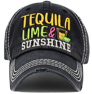 Tequila Lime & Sunshine Distressed Patch Hat by Funky Junque