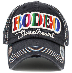 Rodeo Sweetheart Distressed Patch Hat by Funky Junque