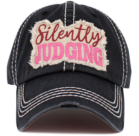 Silently Judging Distressed Patch Hat by Funky Junque