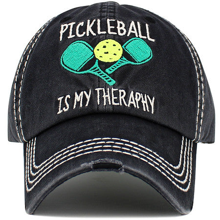 Pickleball is My Therapy Distressed Patch Hat by Funky Junque