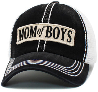 Mom of Boys & Girls Distressed Patch Hat by Funky Junque