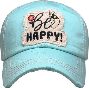 Bee Happy Distressed Patch Hat by Funky Junque