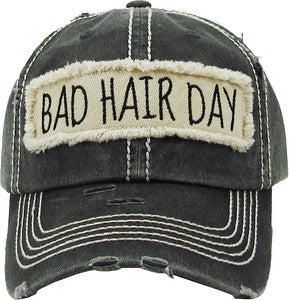 Bad Hair Day Distressed Patch Hat by Funky Junque