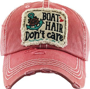 Boat Hair Don't Care Distressed Patch Hat by Funky Junque