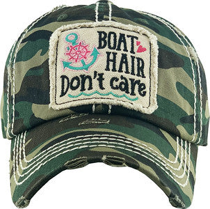 Boat Hair Don't Care Distressed Patch Hat by Funky Junque