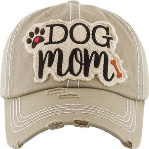 Dog Mom Distressed Patch Hat by Funky Junque