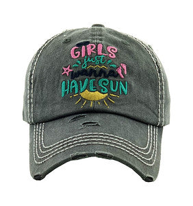 Girls Just Wanna Have Sun Distressed Patch Hat by Funky Junque