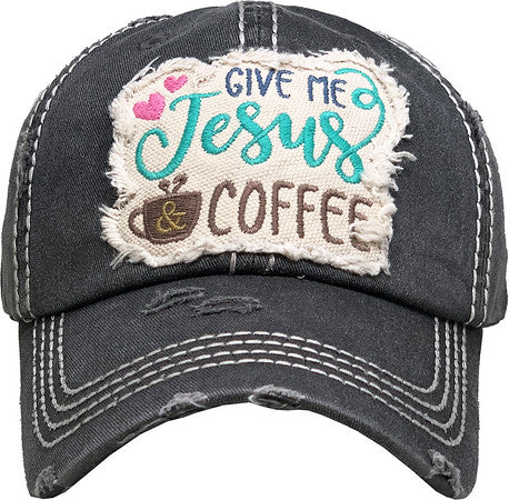 Give Me Jesus & Coffee Distressed Patch Hat by Funky Junque
