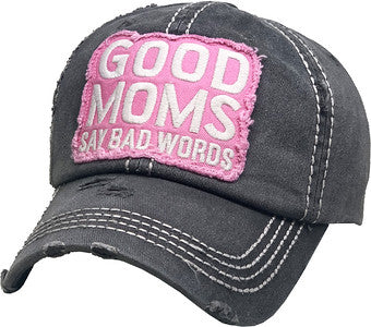 Good Moms Say Bad Words Distressed Patch Hat by Funky Junque