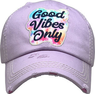 Good Vibes Only Distressed Patch Hat by Funky Junque