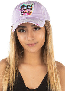Good Vibes Only Distressed Patch Hat by Funky Junque