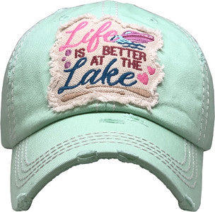 Life is Better at the Lake Distressed Patch Hat by Funky Junque