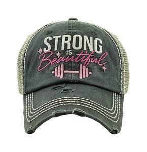 Strong is Beautiful Distressed Patch Hat by Funky Junque