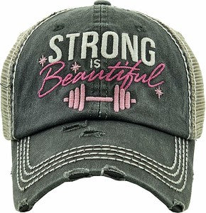 Strong is Beautiful Distressed Patch Hat by Funky Junque