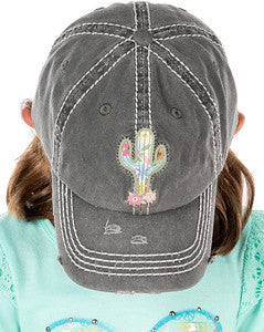 Cactus Distressed Patch Hat by Funky Junque
