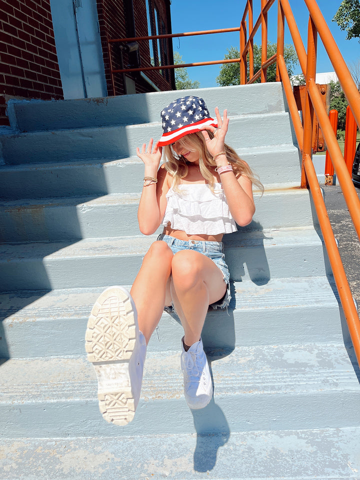 USA Flag Bucket Hat by Funky Junque