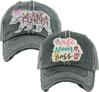 Mama Bear Lace Distressed Patch Hat by Funky Junque