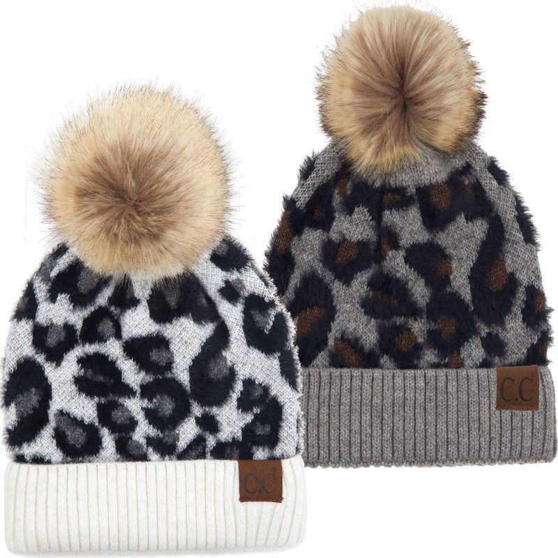 Animal Print Pom Beanie by Funky Junque