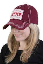 Distressed Patch Baseball Cap - Sometimes Wine is Necessary (Burgundy)