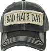 Distressed Patch Baseball Cap - Bad Hair Day (Black)