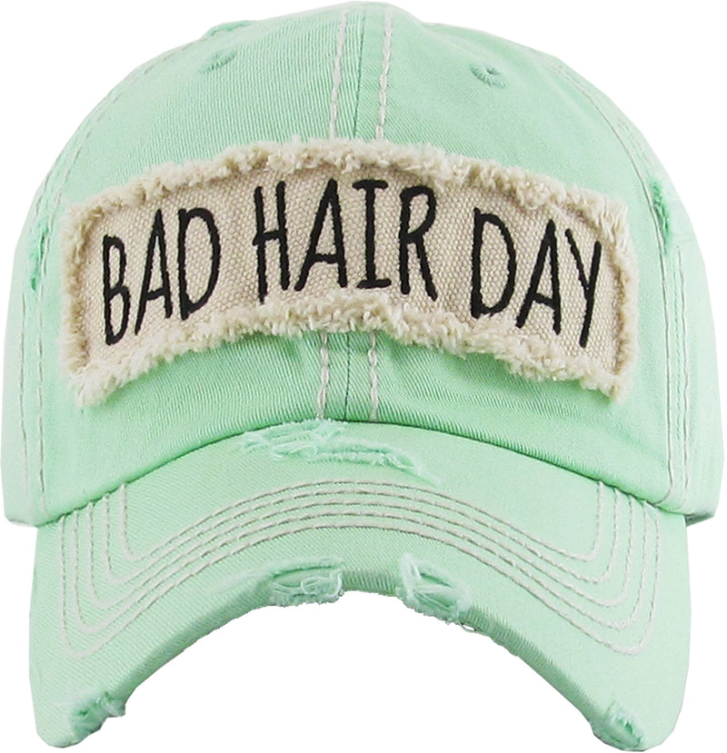 Distressed Patch Baseball Cap - Bad Hair Day (Seafoam)