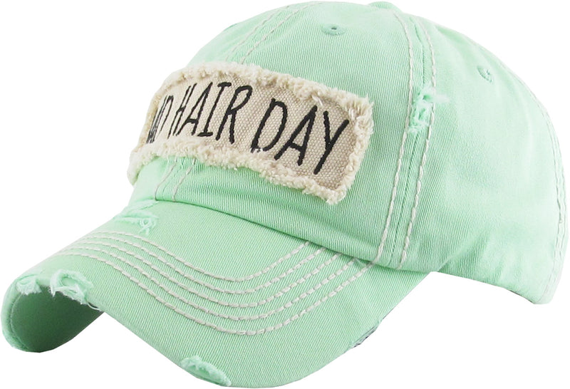 Distressed Patch Baseball Cap - Bad Hair Day (Seafoam)