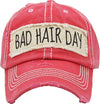 Distressed Patch Baseball Cap - Bad Hair Day (Coral)