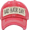 Distressed Patch Baseball Cap - Bad Hair Day (Coral)