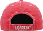 Distressed Patch Baseball Cap - Bad Hair Day (Coral)