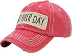 Distressed Patch Baseball Cap - Bad Hair Day (Coral)