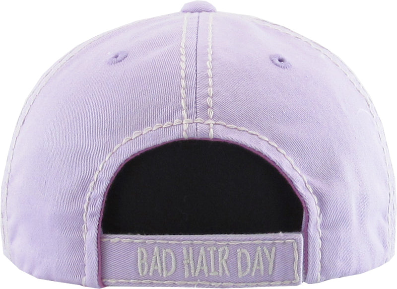 Distressed Patch Baseball Cap - Bad Hair Day (Lavender)