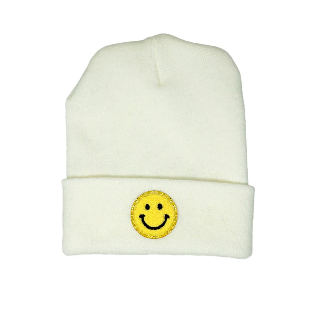 Smiley Face Patch Beanie by Funky Junque
