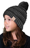C.C. Kid's Classic Fit Cable Knit Beanie W/ Pom - Metallic
