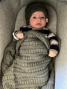 Funky Junque Large Soft Warm Lightweight Baby Throw Blanket with Matching Beanie
