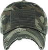 Distressed Baseball Cap -American Flag
