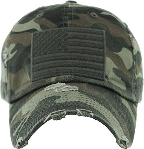 Distressed Baseball Cap -American Flag