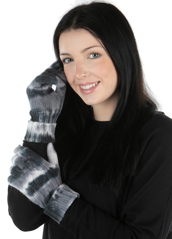 Tie Dye Cable Knit Gloves by Funky Junque