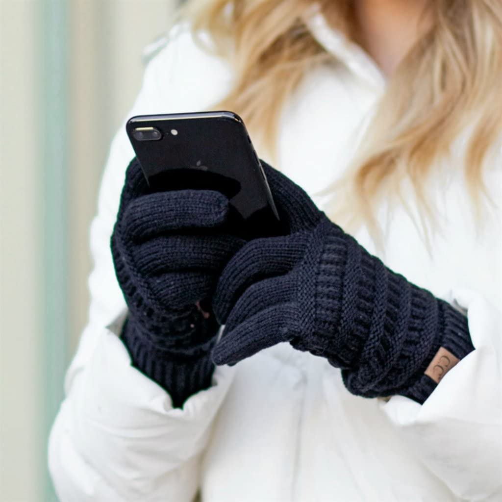 Pom Beanie & Lined Gloves Set (Natural Pom) by Funky Junque