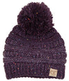 C.C. Kid's Classic Fit Cable Knit Beanie W/ Pom - Confetti