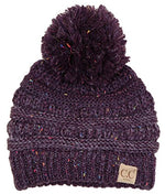 C.C. Kid's Classic Fit Cable Knit Beanie W/ Pom - Confetti