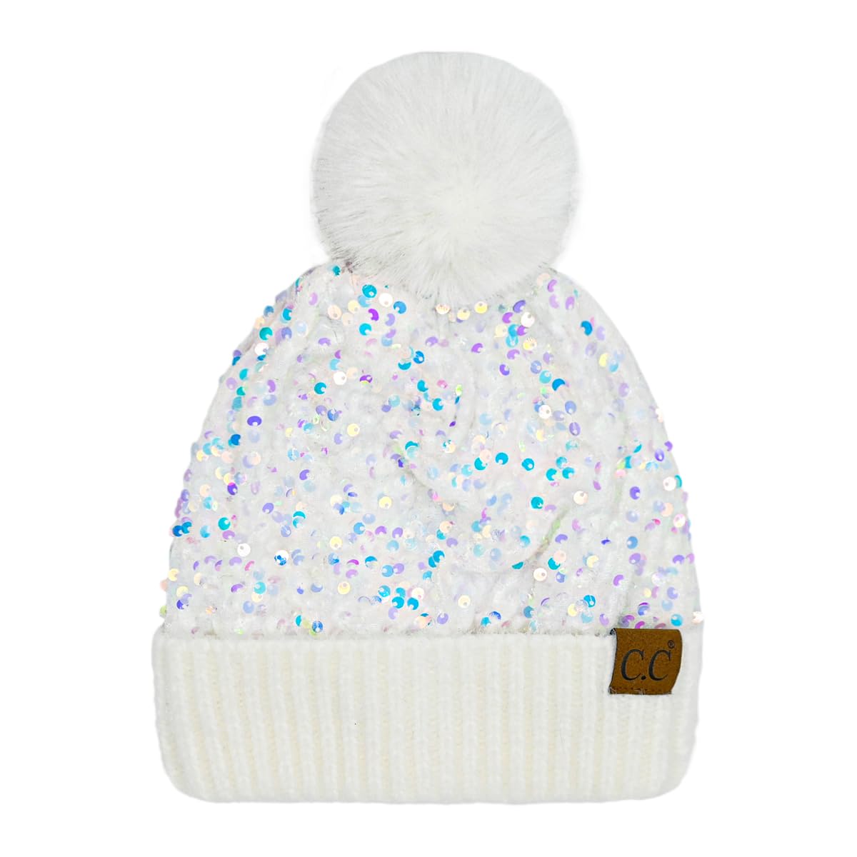 Chunky Sequin Pom Beanie by Funky Junque